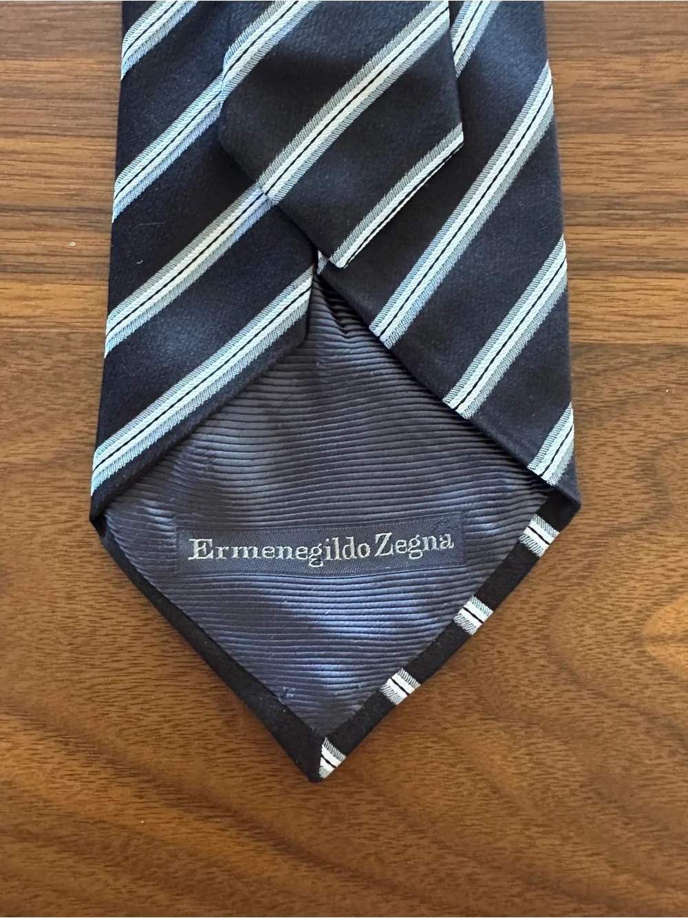 Ermenegildo Zegna Black Striped Silk Tie - Classic Formal Accessory